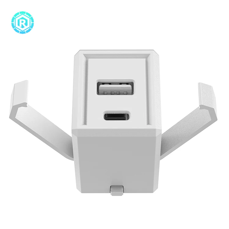 
 Зарядное устройство USB Type-C с кабельным зажимом, адаптер переменного тока, вилка стандарта Великобритании, США, Австралии, ЕС  