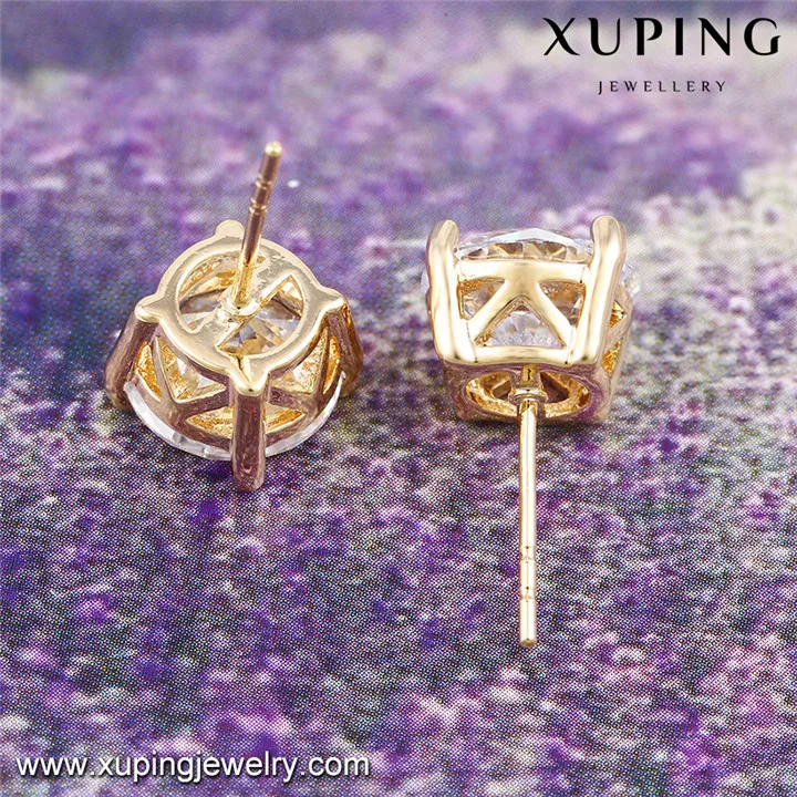 92285 xuping Gold Plated White Single Stone Stud Earrings