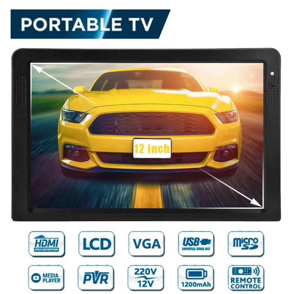 Dilwe Mini TV HD 12 `` télévision numérique ATSC Portable TV 1080P HD HDMI  lecteur vidéo pour voiture à domicile prise - Cdiscount TV Son Photo