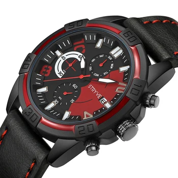 Stryve 1001 Luxury Brand Men Watch Army Military Big Dial Calenar Clock Waterproof Sports Men Chronograph Quartz Wrist Watches