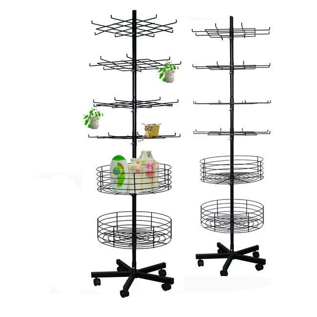 Retail Store Fixtures Merchandise Display Stands Wire Basket Round Bins