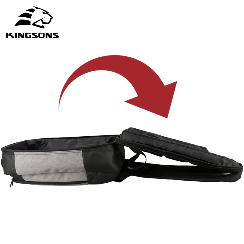 Kingson Brand Gray Black Unisex Softback Laptop Backpack USB Charging Zipper Closure Polyester Lining Anti Theft Waterproof