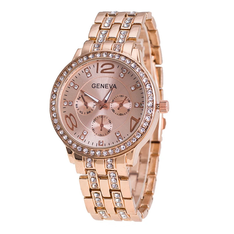 New Fashion Watch Women Geneva Watches Stainless Steel Quartz Wristwatch  Ladies Crystal Casual Analog Watches Relogio Feminino