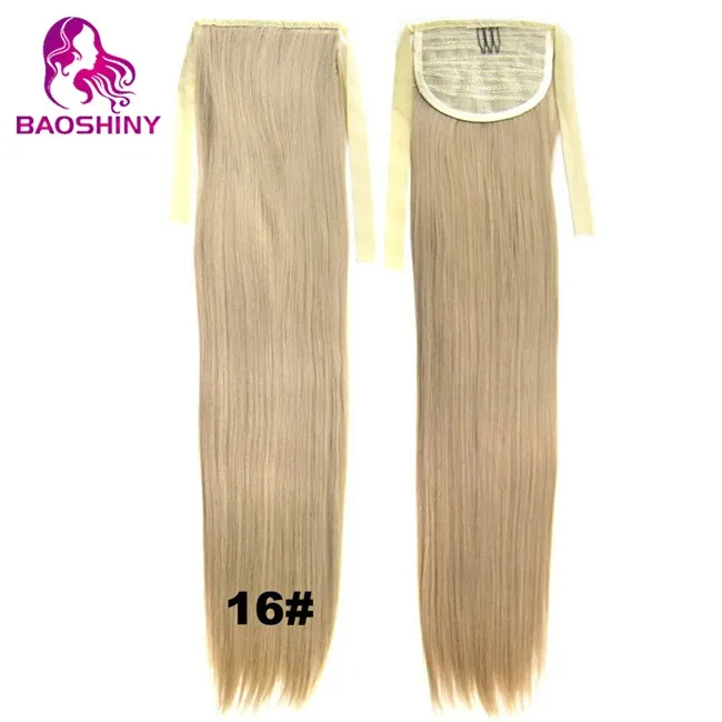 22 дюйма шелковистый прямой конский хвост синтетические волосы темный светлый шиньоны