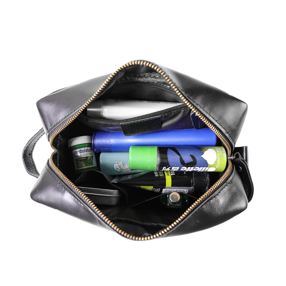 Модные мужские дорожные сумки TIDING для бритья, модная косметичка из натуральной воловьей кожи черного цвета на заказ
