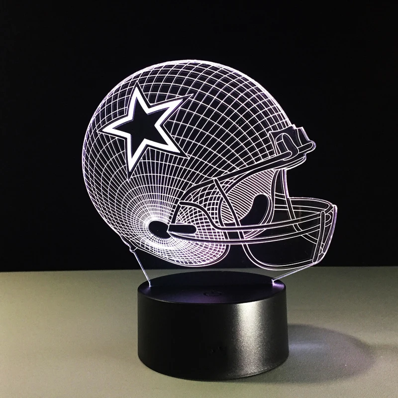 
Dallas Cowboys шлем lamparas 3d светодиодные лампы 7 видов цветов изменения Акриловые USB led Настольная лампа для детей подарок Креативный ночной Светильник декора для дома 