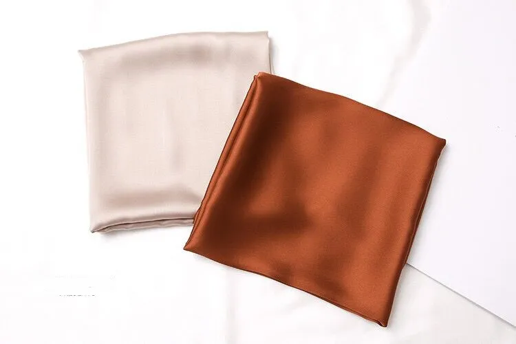 Fty Многофункциональный 9 однотонный Карманный носовой платок женский Шелковый квадратный шарф