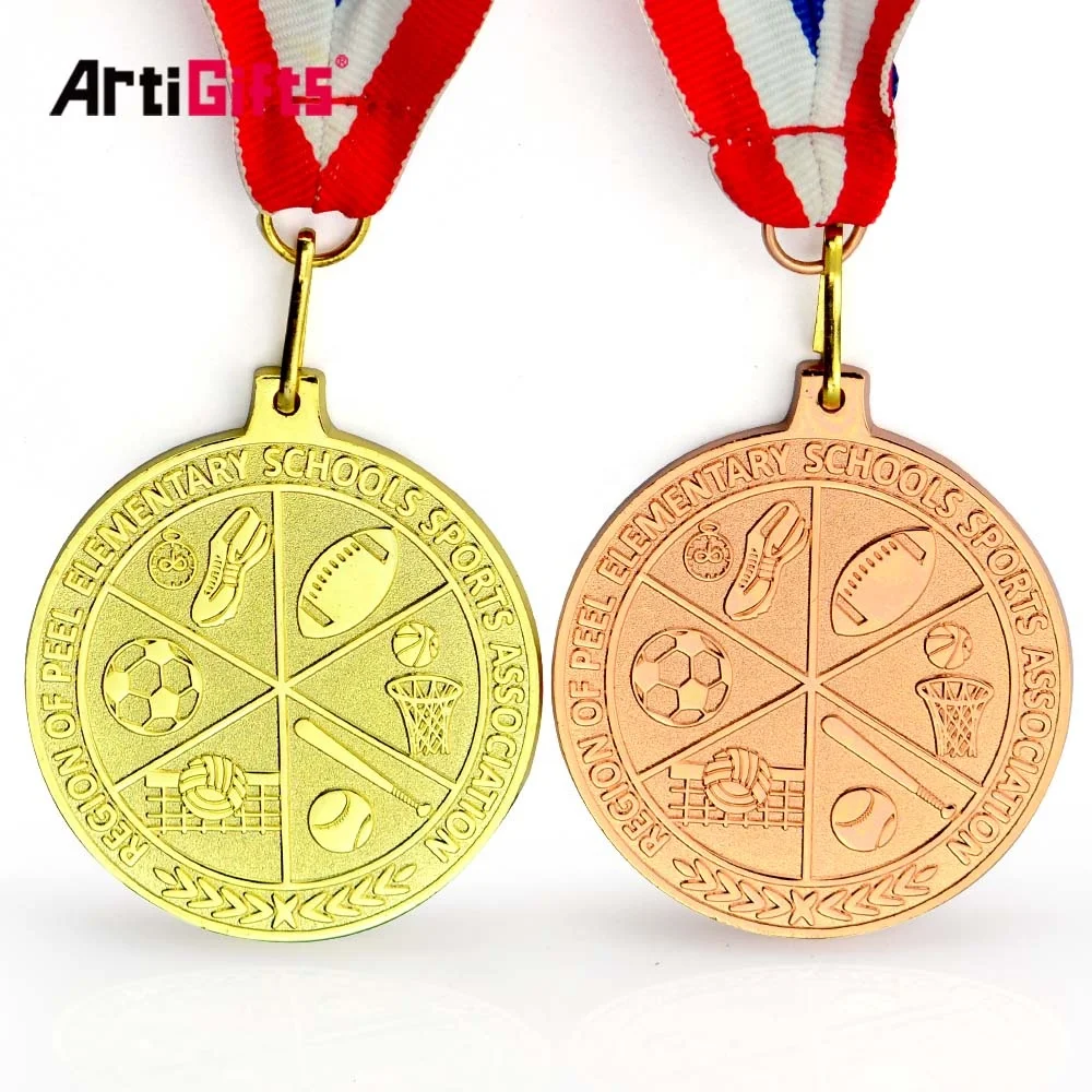 Wholesale Customized Design Die Casting Gold Medal Medailles with Ribbon