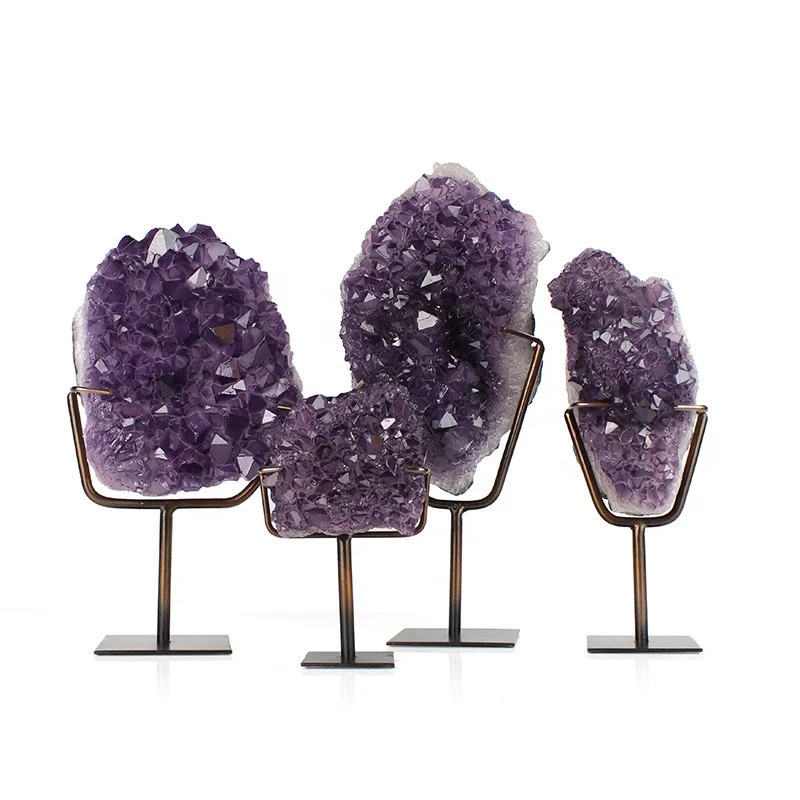 Electroplated metal base resin purple crystal home decoration