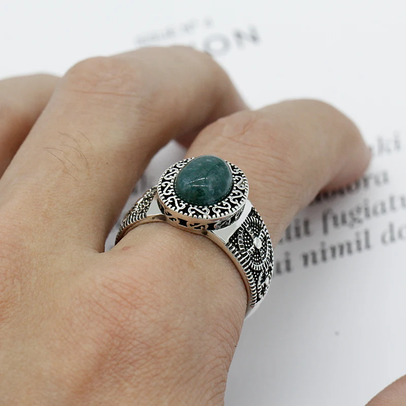 Wholesale 925 Sterling Silver Jade Stone Rings for Men Women