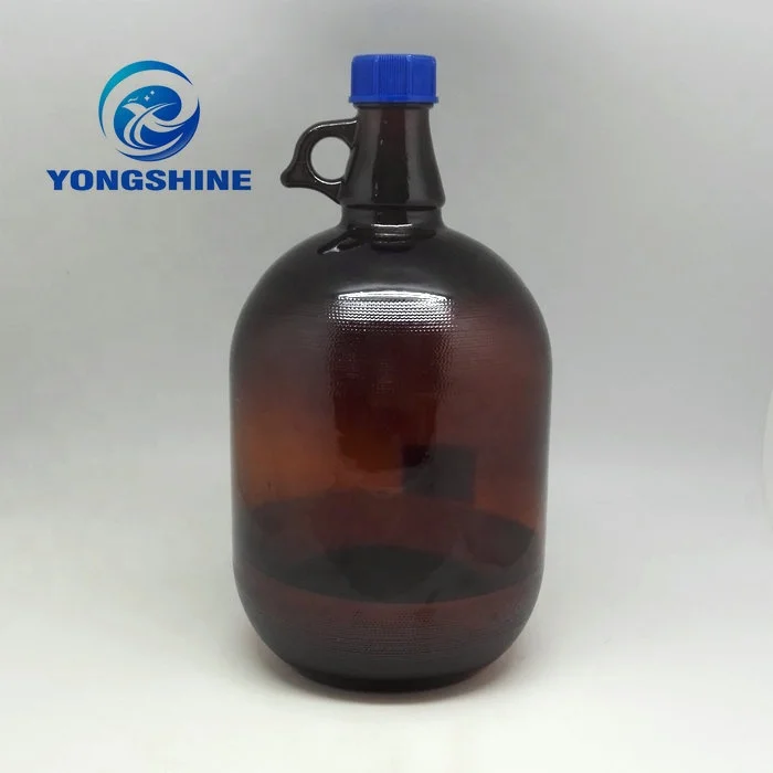 4L 4000ml Amber Brown 3L Screw Cap California Wine Bottle with Single Ear Handle. Huge Red Wine Bottle Wholesale