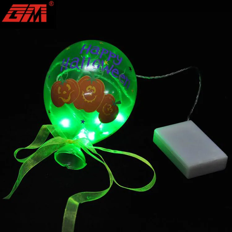 Wholesale battery operated high quality hand blown glass hanging halloween led lighted balloon for decoration