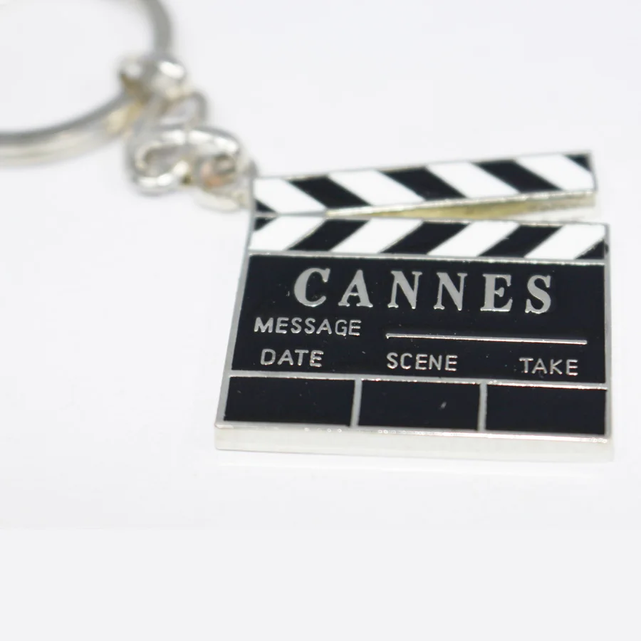 Metal Movie Director Keychain with Clapper Board Slate UV Printed Film Clap Stick Accessory