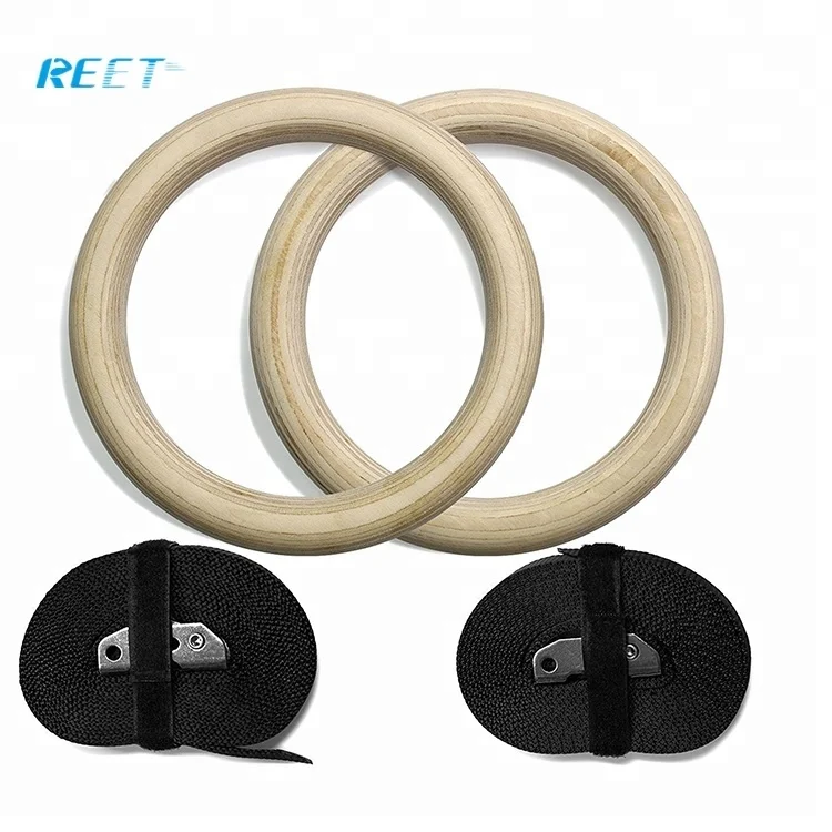 
Оптовая продажа, деревянные гимнастические кольца с пряжками для ремней 