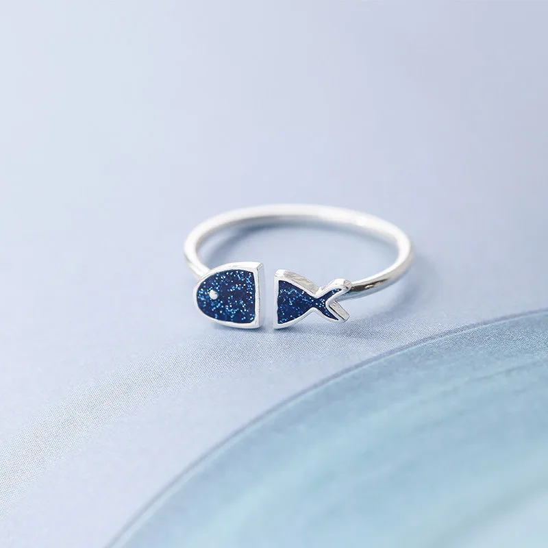 925 Sterling Silver青魚デザインrings Buy 925スターリングシルバーリング 魚のデザインリング シルバーブルー魚リング Product On Alibaba Com