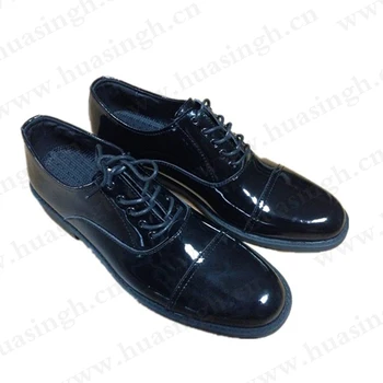 TX,Patent shining leather lace up style black police uniform shoes double joint comfortable military office shoes HSA029
