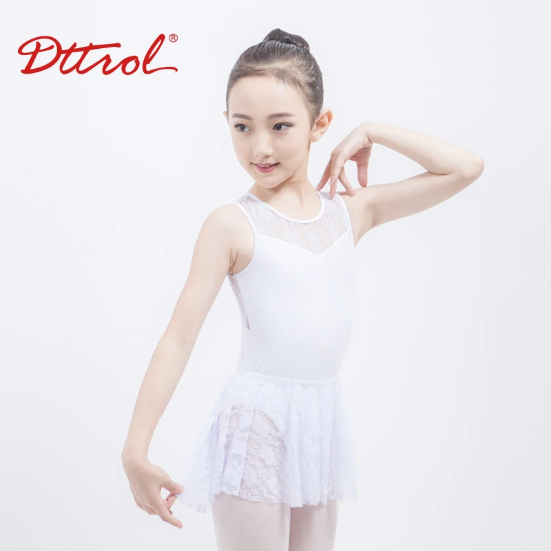 D031040 Dttrol New Arrivals White Lace tank Dance Leotards