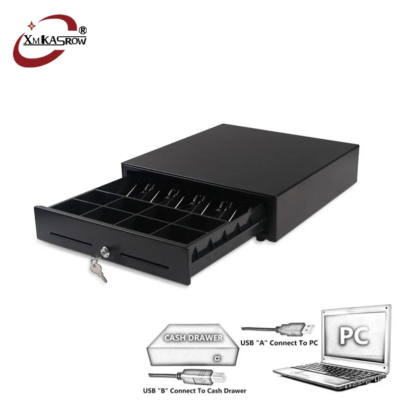 POS Cash Register Drawer Lock Box Safe Rj11 410 with 5 Bill 8coin with Printer and Scanner for Supermarket