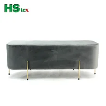 HStex Living Room Fabric Ottoman with Gold Stainless Steel Ottoman Pouf