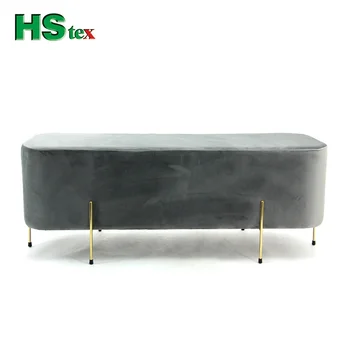 HStex Living Room Fabric Ottoman with Gold Stainless Steel Ottoman Pouf