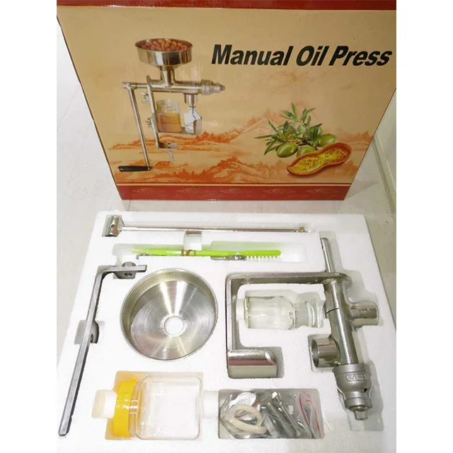 Manual Oil Press Machine Household Oil Expeller Oil Extractor Peanut Nuts  Seeds Sesame Soybean Oil Presser 304 Stainless Steel