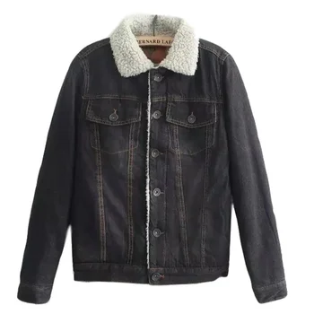 fashion mens fleece denim jackets soft warm fleece lined corduroy quilted fur collar jean fleece denim jackets wholesale