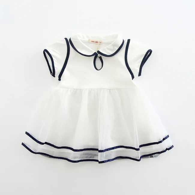 
PHB50411 платье с коротким рукавом для маленьких девочек с воротником Питер Пэн 