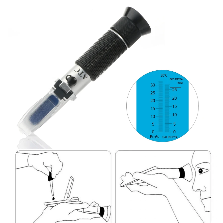 Brix Meter Salinity Meter Refractometer Two in One Sweetness Meter Food Soup Saltiness test RZ134