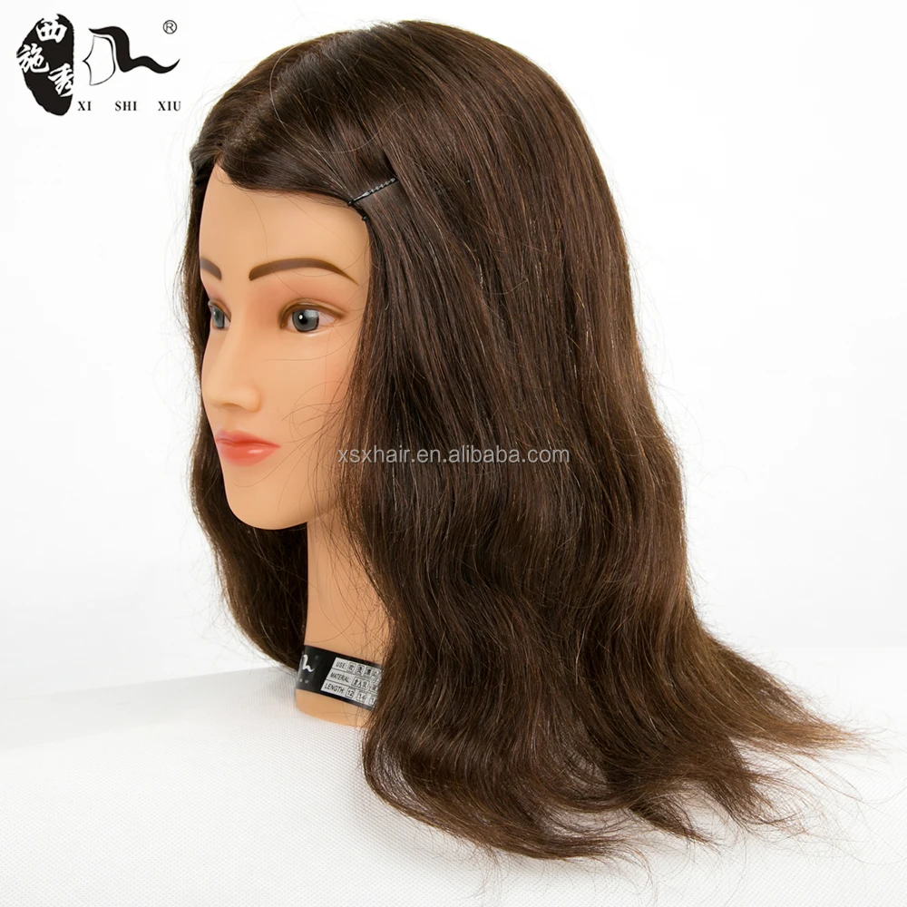 Manikin Head with Human Hair Doll Practice Beauty School Mannequin
