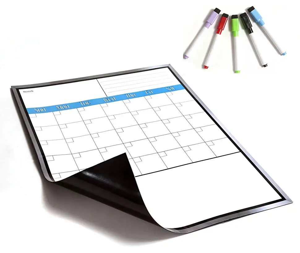 Magnetic Dry Erase Calendar for Fridge with Stain Resistant Technology Fine Tip Markers Monthly Whiteboard Wall White Board