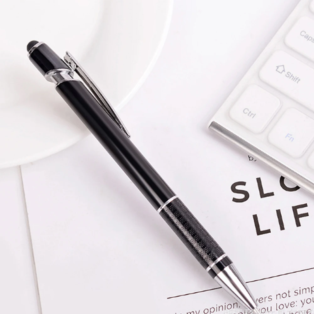 2025 Simple Metal Cheapest Two Circle Click Rubber Paint Touch Stylus Ball Pen With Custom Logo Colorful Aluminum Pen