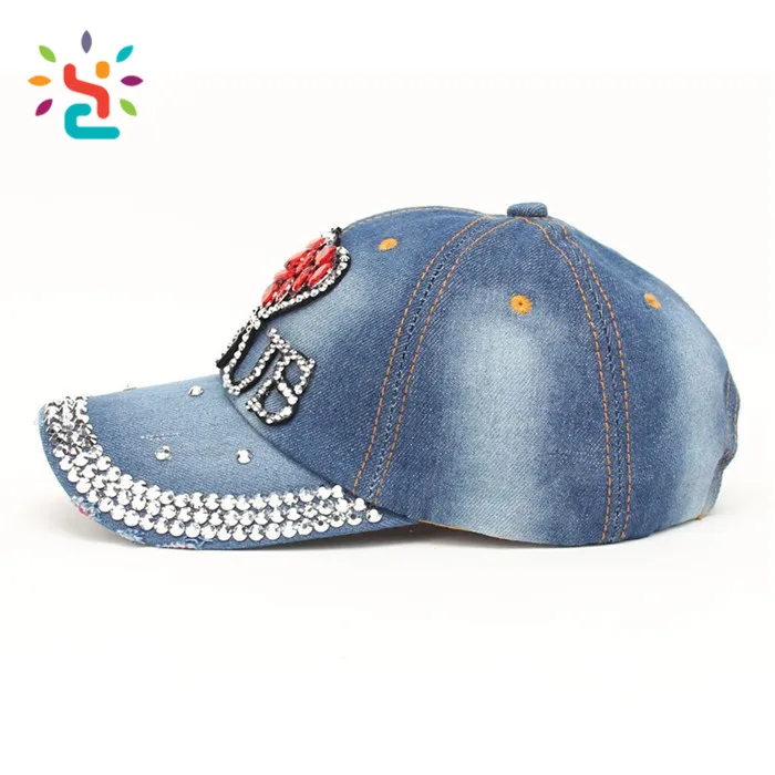 Moschino Allover Logo Denim Cap With Rhinestones - ShopStyle Hats