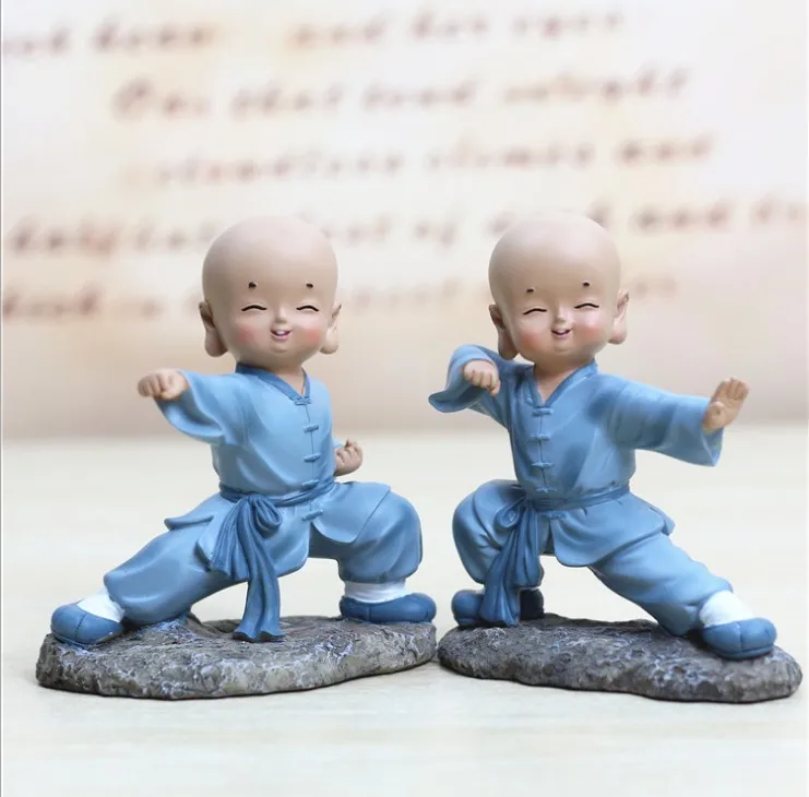 4Pcs Figurines de Moine de Kung Fu Chinois, Figurines de Moines Mignons en  résine Statue de