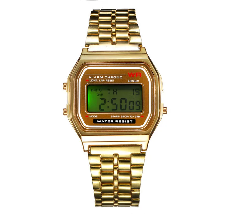 Dilwe Orologio da Polso Rettangolare Digitale Retroilluminato a LED con Cinturino in Acciaio Inossidabile per Uomo Watches Orologio Donna Oro Rosa Donna