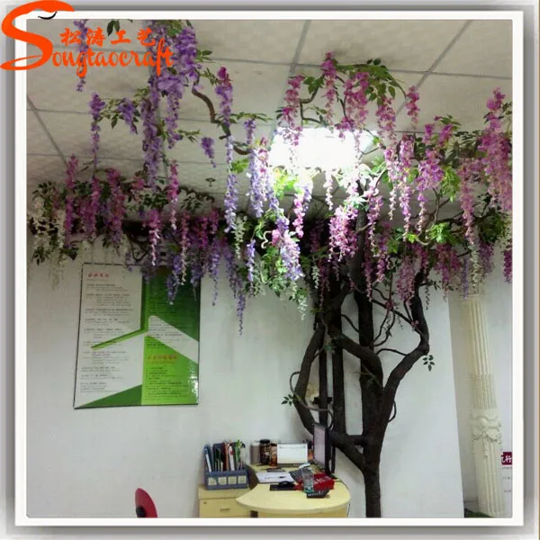 Садовая шелковая ткань искусственный цветок глицинии из стекловолокна большие наружные искусственные ветки для украшения