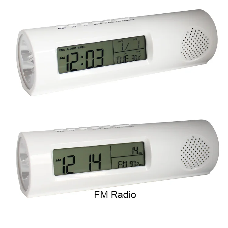 New Design 3 in 1 FM Radio Flashlight Blue LED Backlight Digital Calendar Alarm Clock