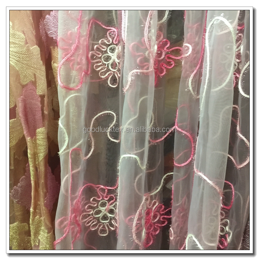 Ткань из органзы 100% полиэстер с вышивкой для штор