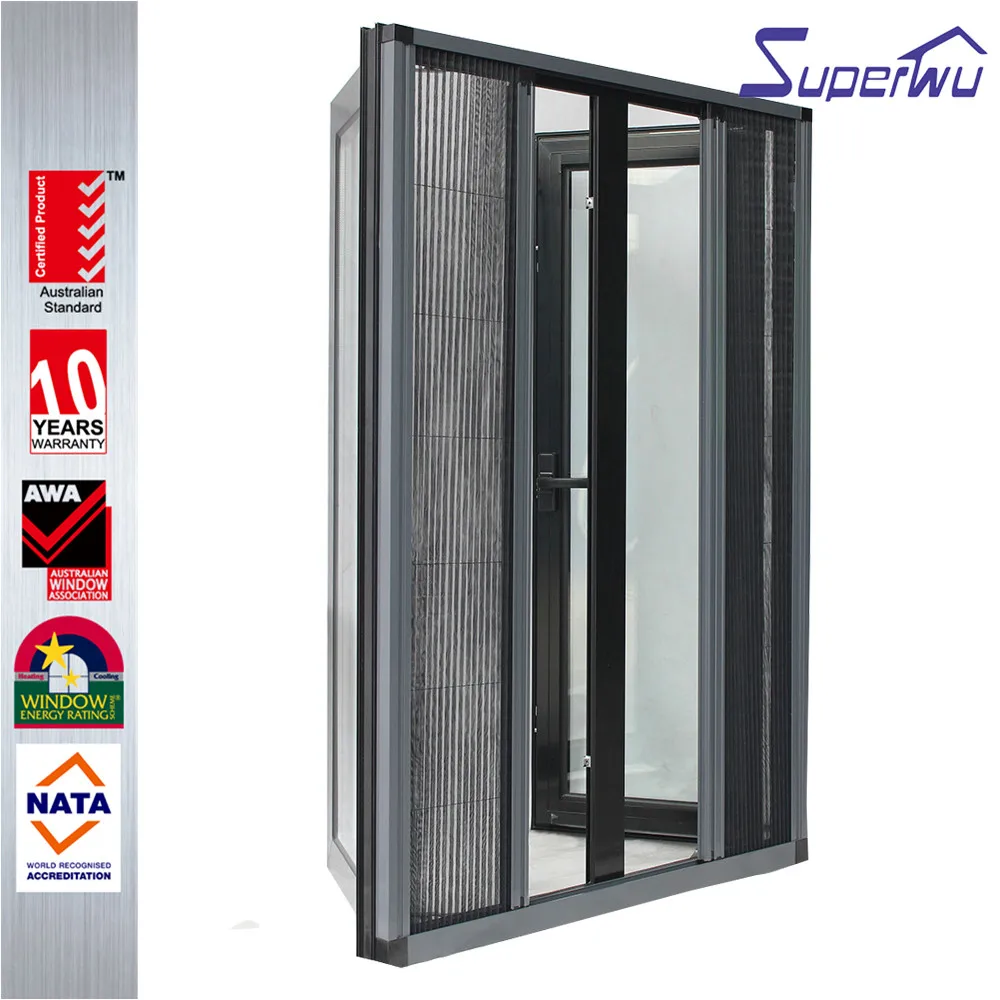 Aluminum casement window with screen safety protection powder coating thermal broken double glazed