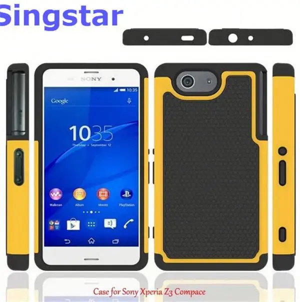 Shockproof Heavy Duty Tough Hybrid Rubber Silicone Football Skin Cover Hard Case For Xperia Z3 Compact - Buy Hard Case For Sony Xperia Z3 Compact,Hybrid Case For Sony
