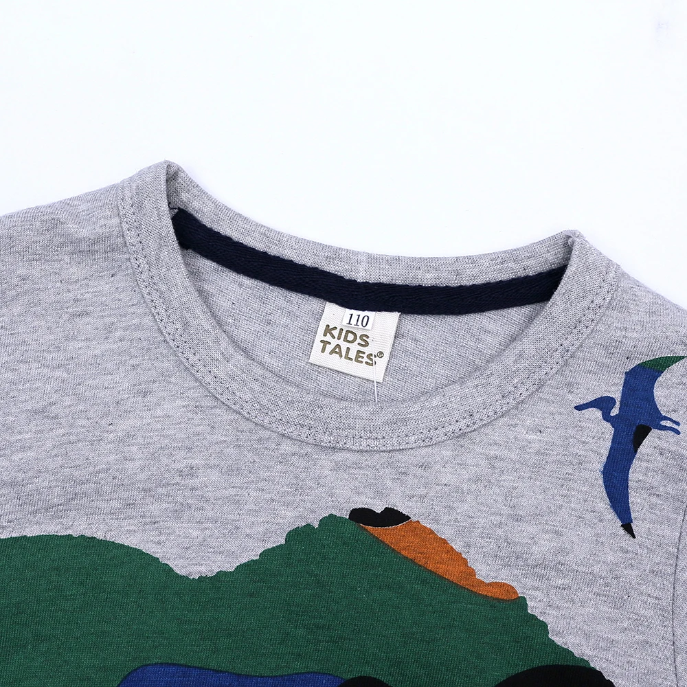 
Сезон весна-осень; Новинка; Детская одежда из хлопка с принтом на каждый день с принтом в виде динозавра для мальчика футболка с длинными рукавами 