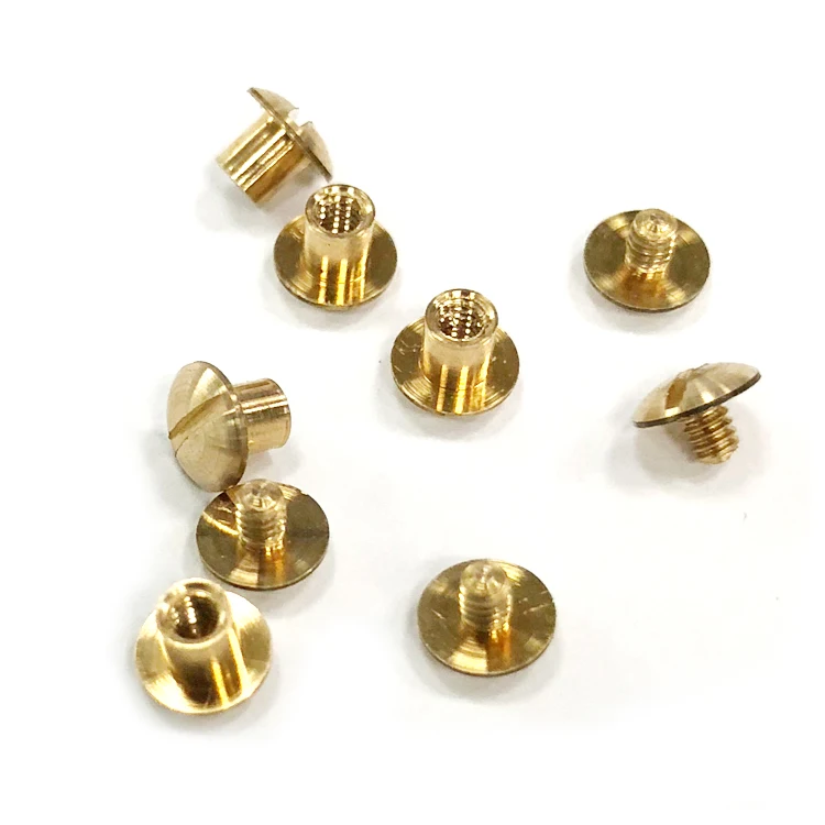 M1.5 *2mm 平頭ステンレス鋼/真鍮製シカゴブックスクリュー、革用