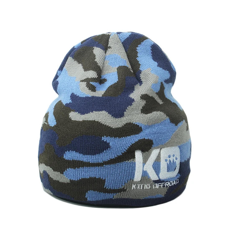 定制运动亚克力提花军队针织冬帽 Buy 定制logo 彩色迷彩军帽帽 新时尚冬季保暖针织帽子冬帽 设计迷彩军事温暖豆豆针织提花帽子