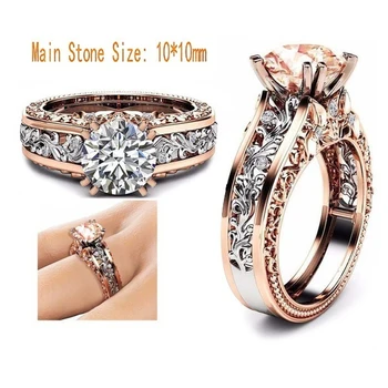 CAOSHI Luxury Rose Gold Birthstone Color CZ Ring Engagement Ring Diamond Solitaire Ring