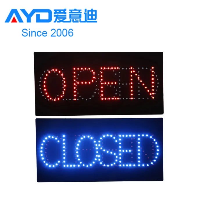 Small Size 9x19inch Cheap Price Acrylic LED Open Closed Sign Display Flashing LED Advertising Display Board