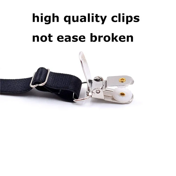 Mens Shirt Stays Adjustable Elastic Garters with Locking Clamps