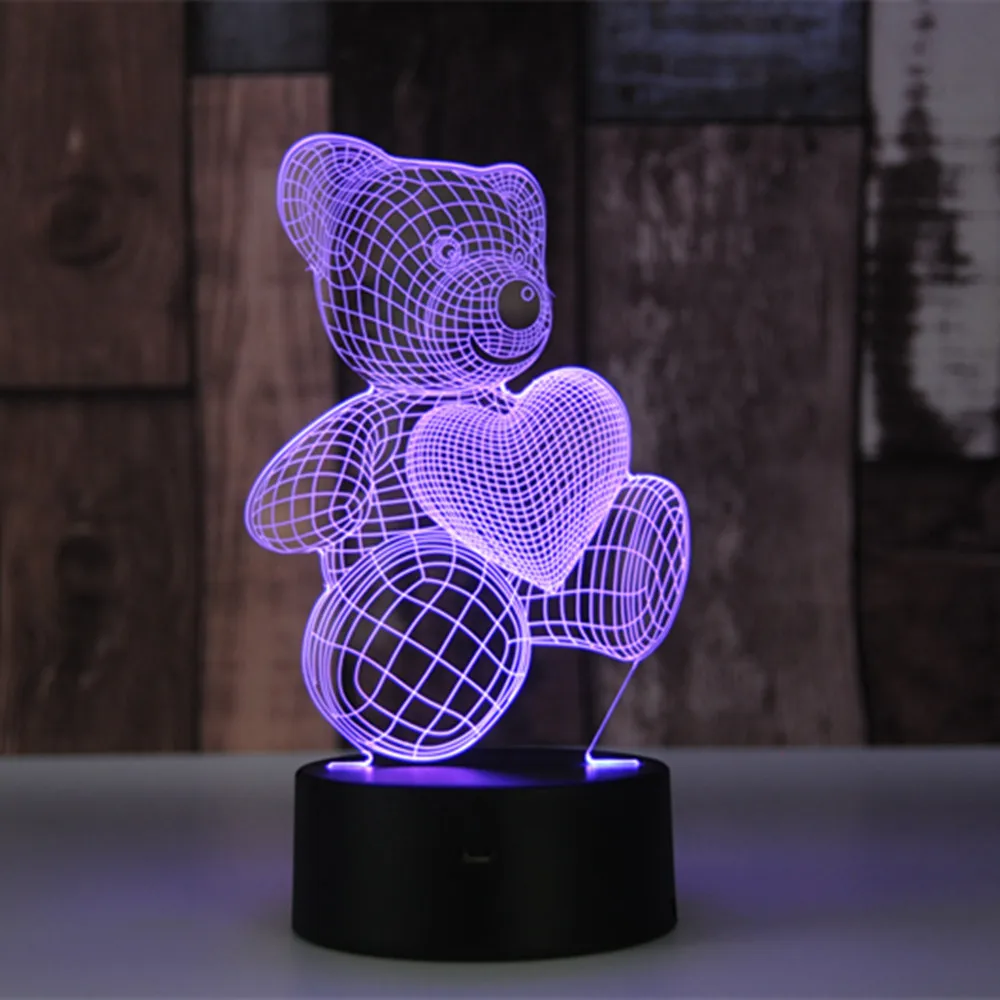 Koloniaal Lauw interview Bear 3d Led Light 3d Illusion Night Lamp Touch Switch Desk Night Lights 3d  Optical Illusion Lights 7-color Usb Power - Buy Bear 3d Led Light,3d  Illusion Night Lamp,3d Night Lamp Product