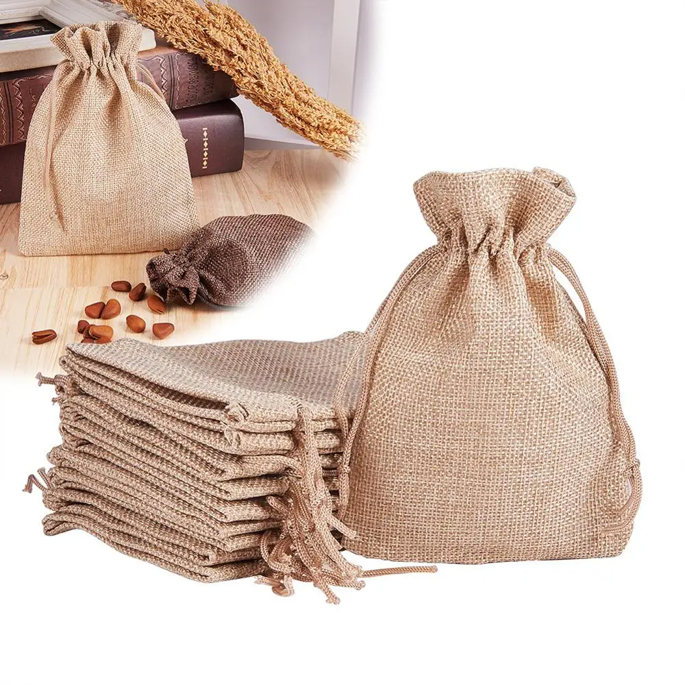 small hessian drawstring bags