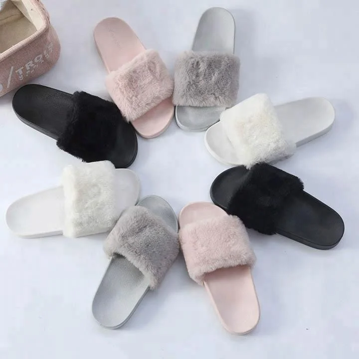 Pantoufles fantaisie en fourrure de PVC antidérapantes pour femmes
