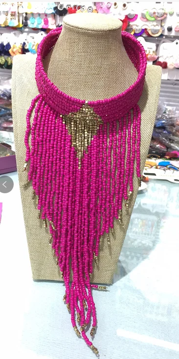 Bohemian Multilayer Seed Beaded Wrap Necklace Pink/Black Fashion Jewelry  For Women And Girls Bulk Shipping From Isang, $2.09
