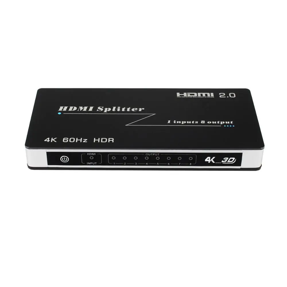 Сертифицированный RoHs CE 1x8 HDMI сплиттер 1 в 8 Выход HDCP 2,0 версия видео аудио сплиттер с EDID